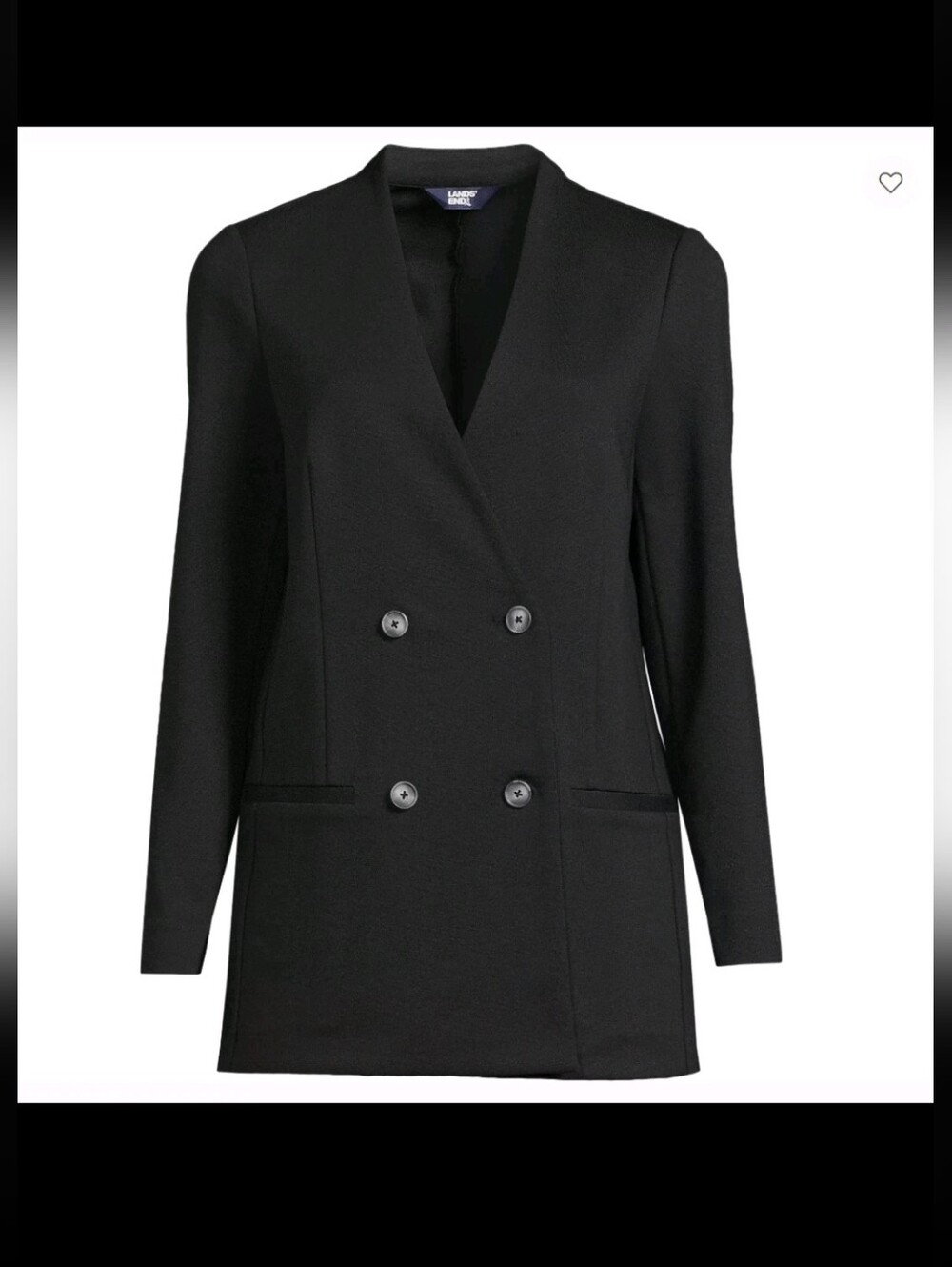 Lands End Wmns |5X| Black Double Breasted Ponte Knit Sweater Collarless Blazer